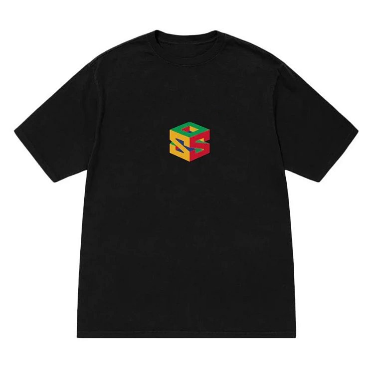 stussy  SS23夏季系列图案Logo印花宽松圆筒短袖T恤男女同款 颜色：黑色 白色  码数S Ｍ L XL XXL   STU05