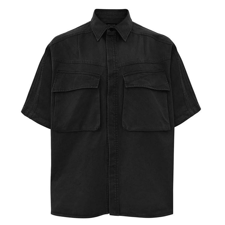 FAR.ARCHIVE FAR 重工翻领工装双口袋衬衫 黑色  S-L  3288#