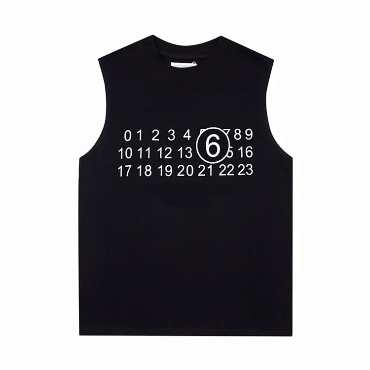 MM6 Maison Margiela LOGO印花坎肩背心T恤 黑色 白色 46码 48码 50码 52码  3969#