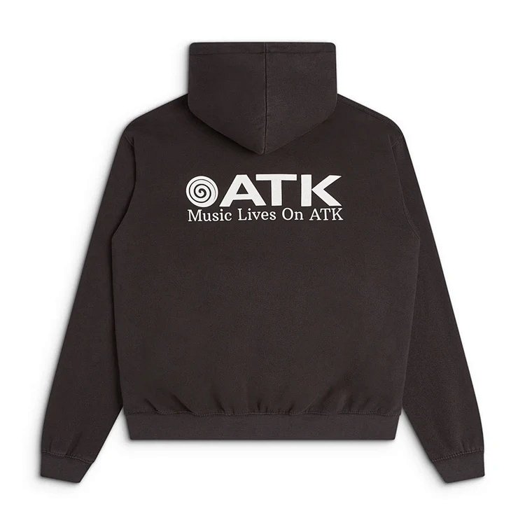 GALLERY DEPT MUSIC LIVES ON ATK HOODIE 复古美式唱片周边限定印花连帽卫衣  颜色：水洗黑 尺码：S M L XL  G929