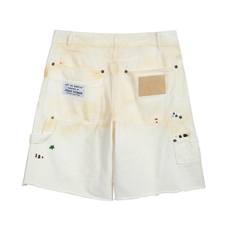 GALLERY DEPT. 做旧手绘泼墨短裤 白色 M-XL 7290#