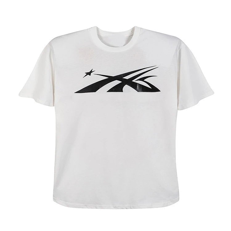 HELLSTAR STUDIOS INS同款大logo 纯棉洗水 短袖 T恤  米白 码数S-M-L-XL  HT522