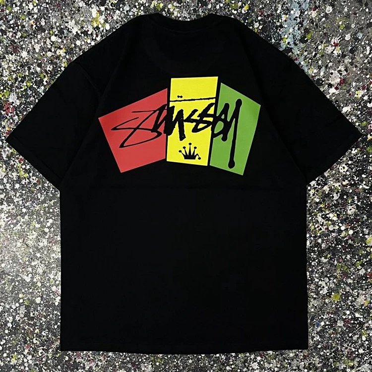 stu皇冠三色印花圆筒短袖T恤 颜色：黑色、白色、藏青 码数S、Ｍ、L、XL、XXL   STU55