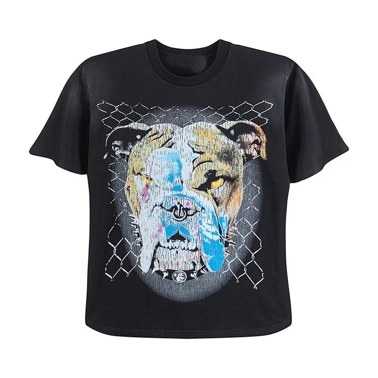 Hellstar Studios Beware Of Dog Tee 狗头重工艺洗水短袖纯棉T恤  洗水黑 码数S-M-L-XL  HT559