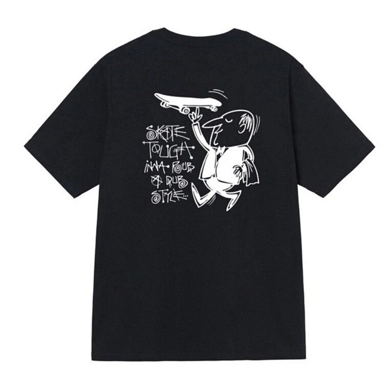 stu手拿滑板图案圆筒短袖T恤 颜色：黑色、白色、 码数S、Ｍ、L、XL、XXL   STU20
