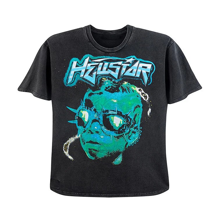 Hellstar  Tee地狱之星未来人洗水做旧短袖T恤潮牌  洗水黑 码数S-M-L-XL  HT536