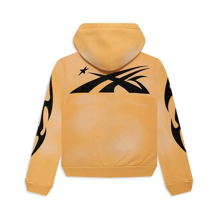 Hellstar Studios Sports Zip Up Hoodie大logo洗水帽衫卫衣 做旧黄  码数S-M-L-XL  HT802