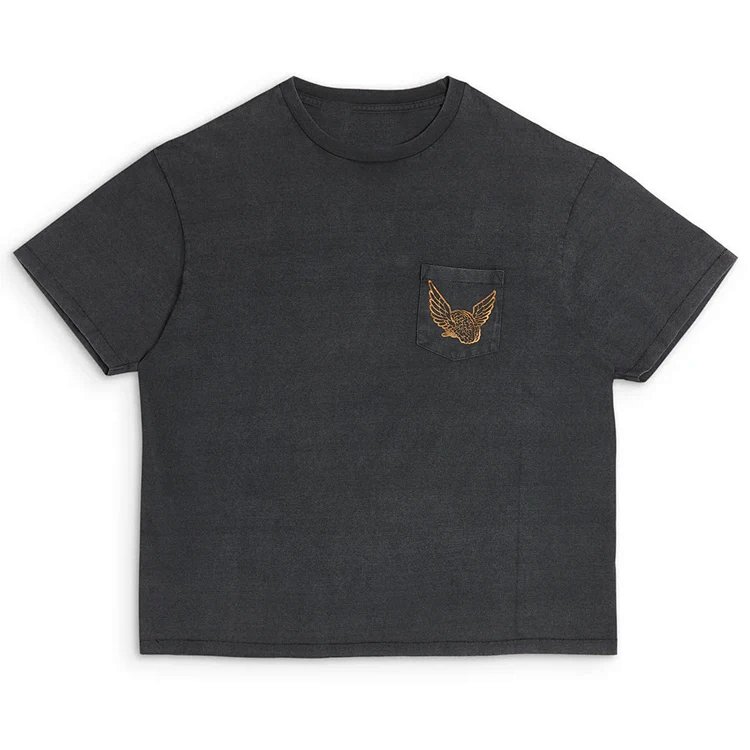 GALLERY DEPT. FLYING BRAIN POCKET NEW VINTAGE TEE 美式水洗做旧飞翔的大脑口袋印花短袖T恤  颜色：水洗黑 尺码：S M L XL  G917