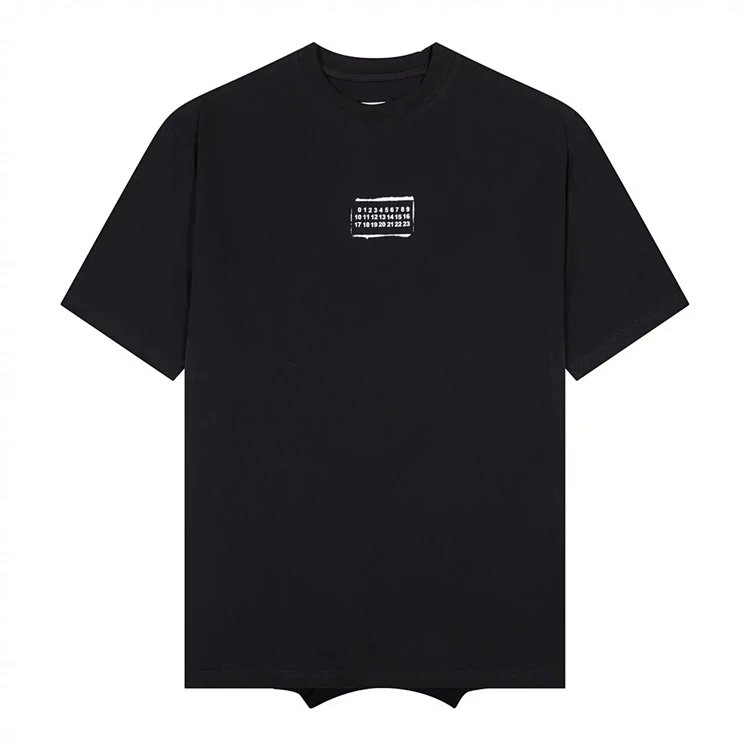 Maison Margiela MM6 不规则下摆经典LOGO印花短袖T恤 白色 黑色 46码 48码 50码 52码 3430#