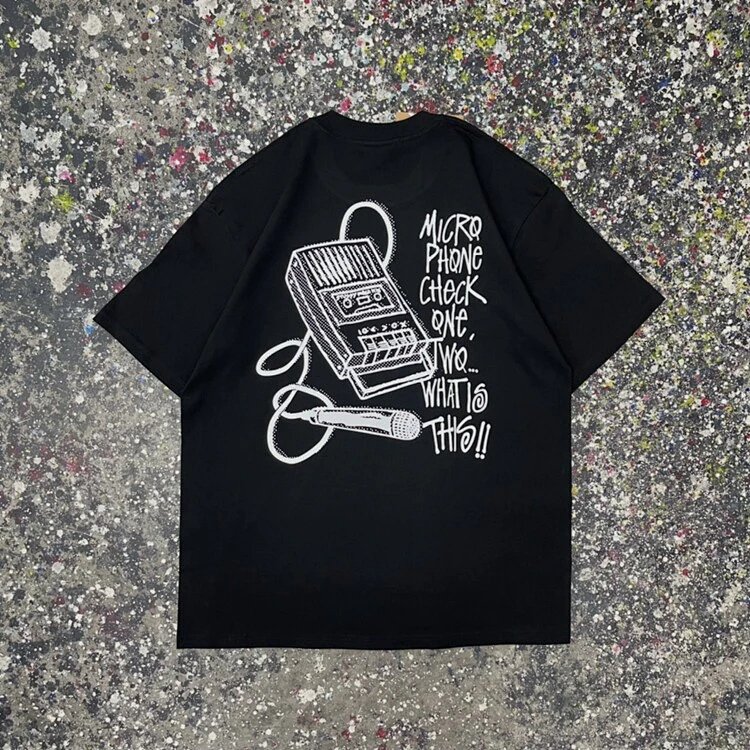stussy圆筒录音机图案短袖T恤 颜色：黑色 白色 藏青 灰色 码数S Ｍ L XL XXL STU06