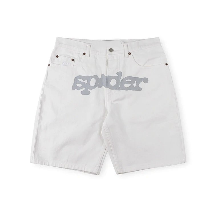 Sp5der 555555 Denim shorts 男女休闲牛仔短裤  白色 牛仔蓝  S-XL  SP25
