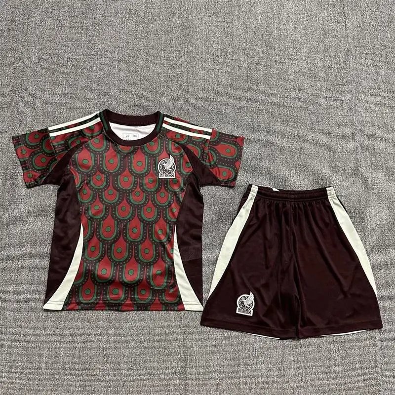 CBF Mexico National Team 2023 Away Kit Green Patterned Jersey and Shorts Set Sets - 24