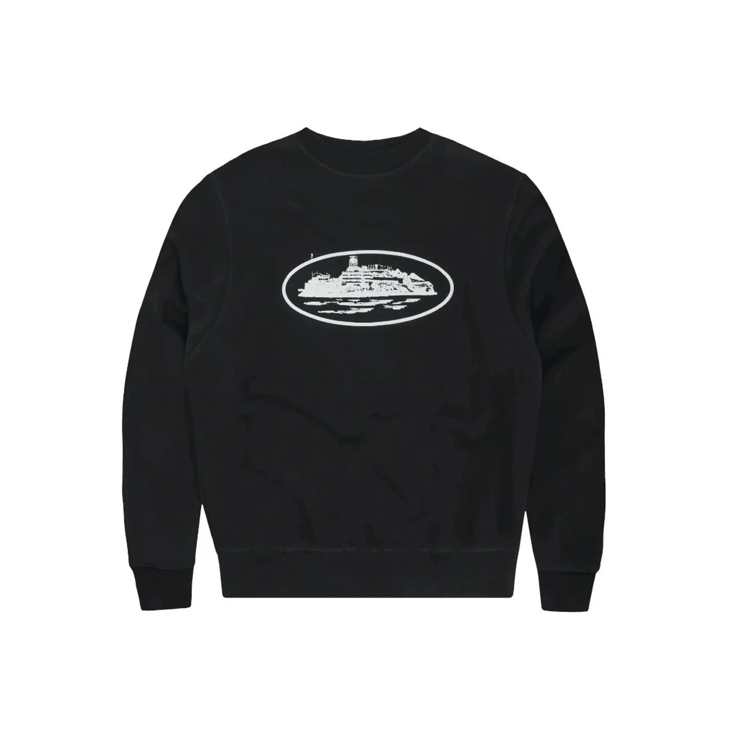 001 Crewneck Sweatshirt/Black Print White
