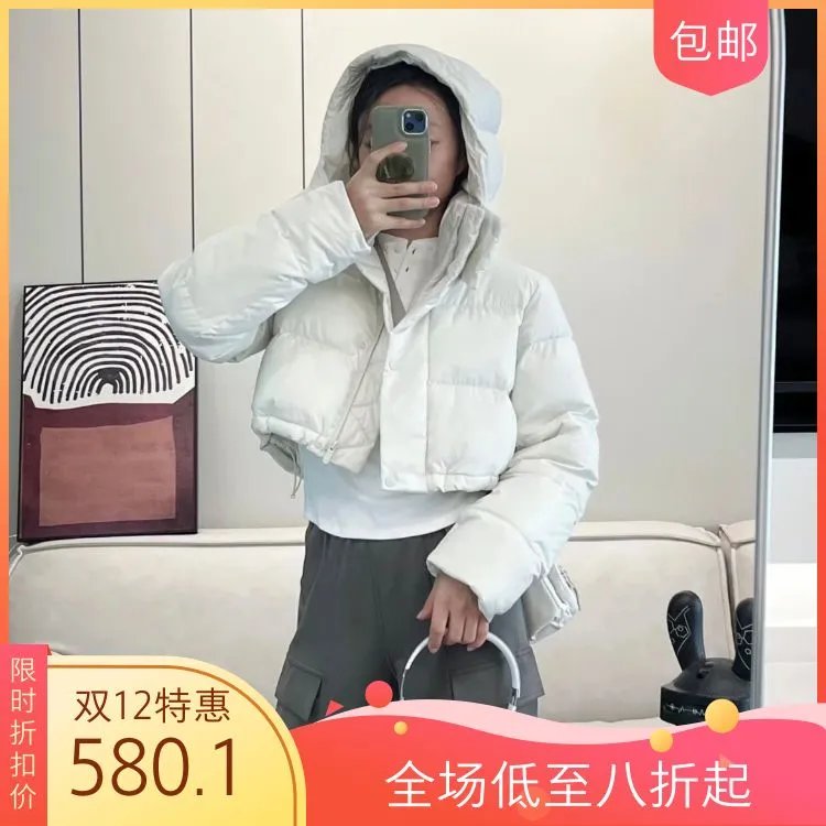 超美短款羽绒服经典三格泡芙羽绒服lululemon露露乐蒙 Wunder Puff系列lulu羽绒服纯色字母徽标防风三格连帽羽绒服 冬季外套女款