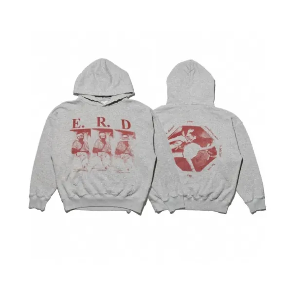 E.R.D. Graphic Print Hoodie Gray - 1