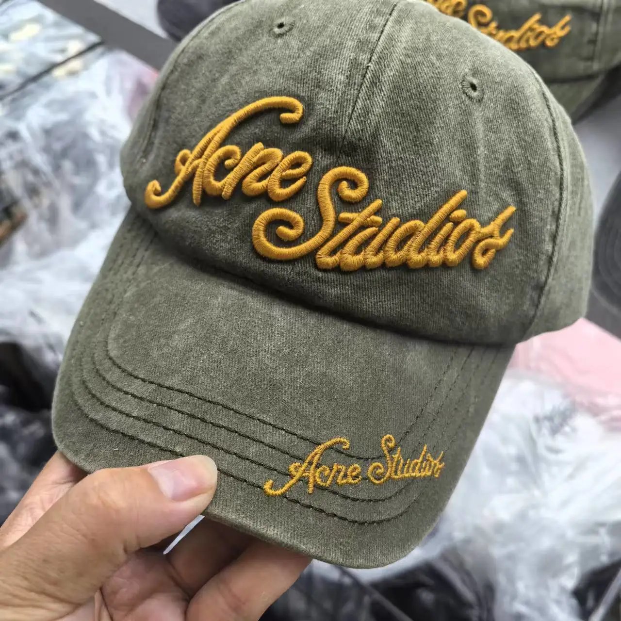 Acne Studios Embroidered Logo Black Baseball Cap - 10