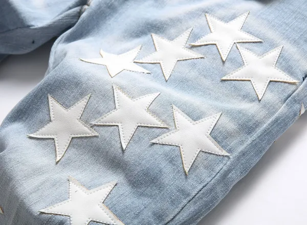 Star-Print Distressed Slim Fit Jeans - 10