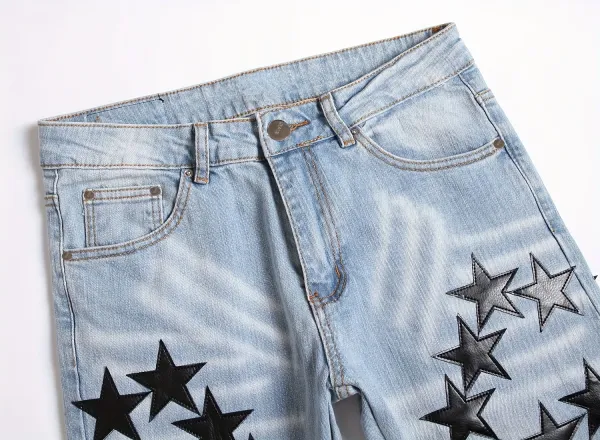 Star-Print Distressed Slim Fit Jeans - 15