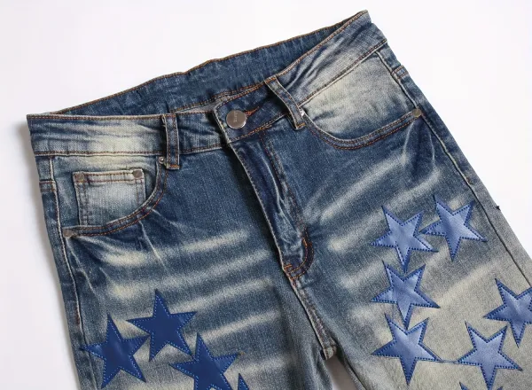 Star-Print Distressed Slim Fit Jeans - 22