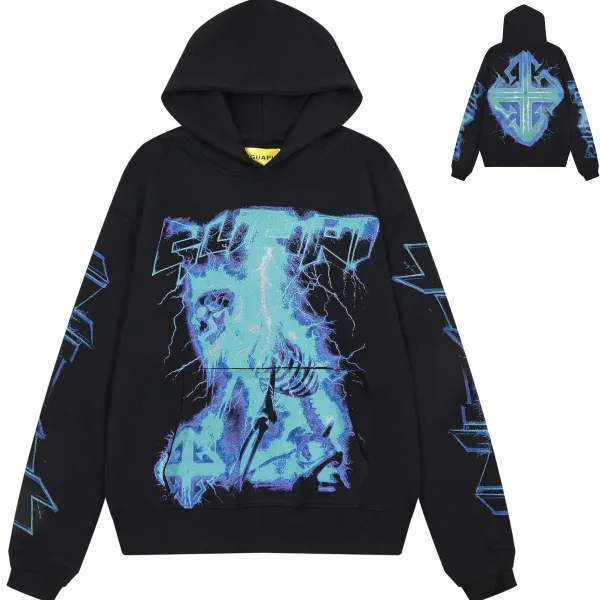 GUAPI Electric Skull Hoodie Black - 1