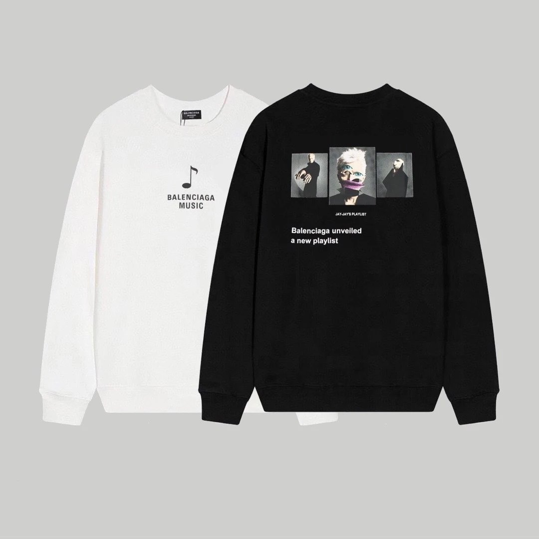 Balenciaga Logo Print Black Hoodie - 36