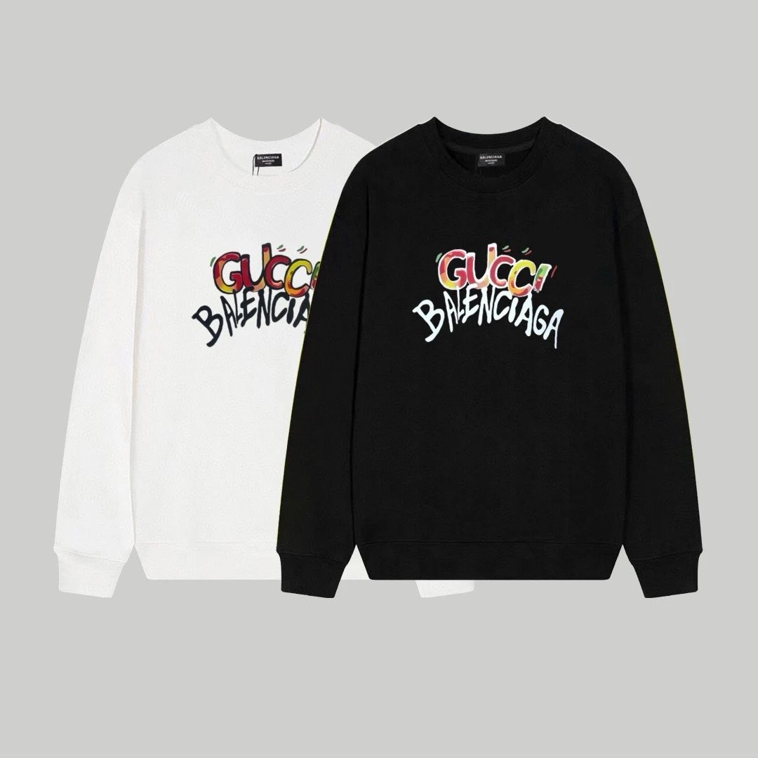 Balenciaga Logo Print Black Hoodie - 40