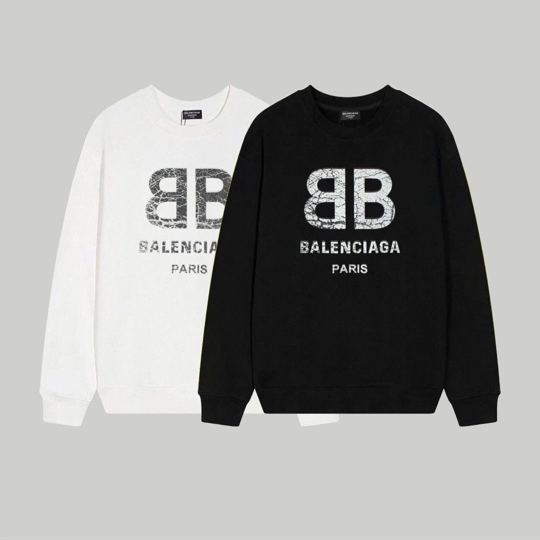 Balenciaga Logo Print Black Hoodie - 44