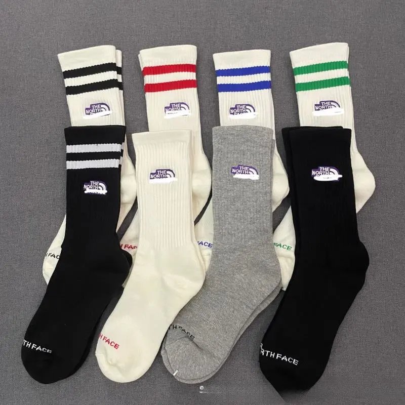 The North Face Ribbed Crew Socks White with Red Stripes Socks - 4