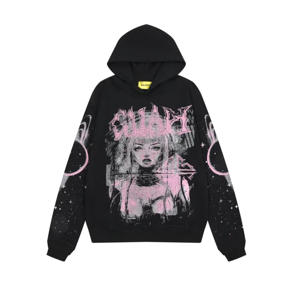 Guapi Cyberpunk Queen Black Pink Graphic Hoodie - 15