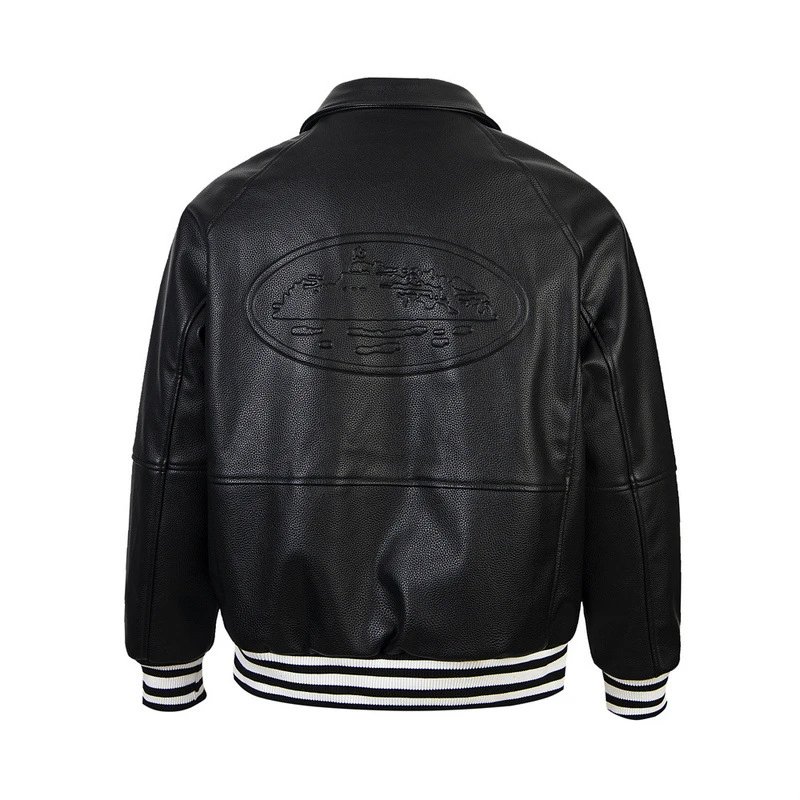 Corteiz Jackets PU Leather Bomber Jacket with Alcatraz Emblem image 4