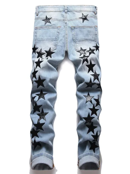 Star-Print Distressed Slim Fit Jeans - 14