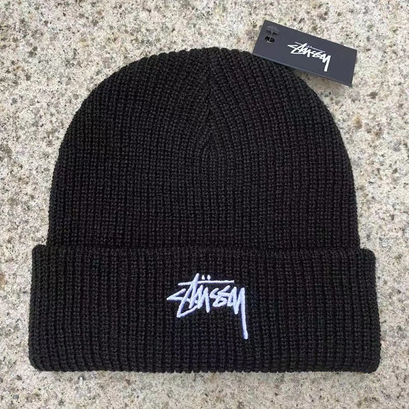 Letter Embroidered Knit Beanie