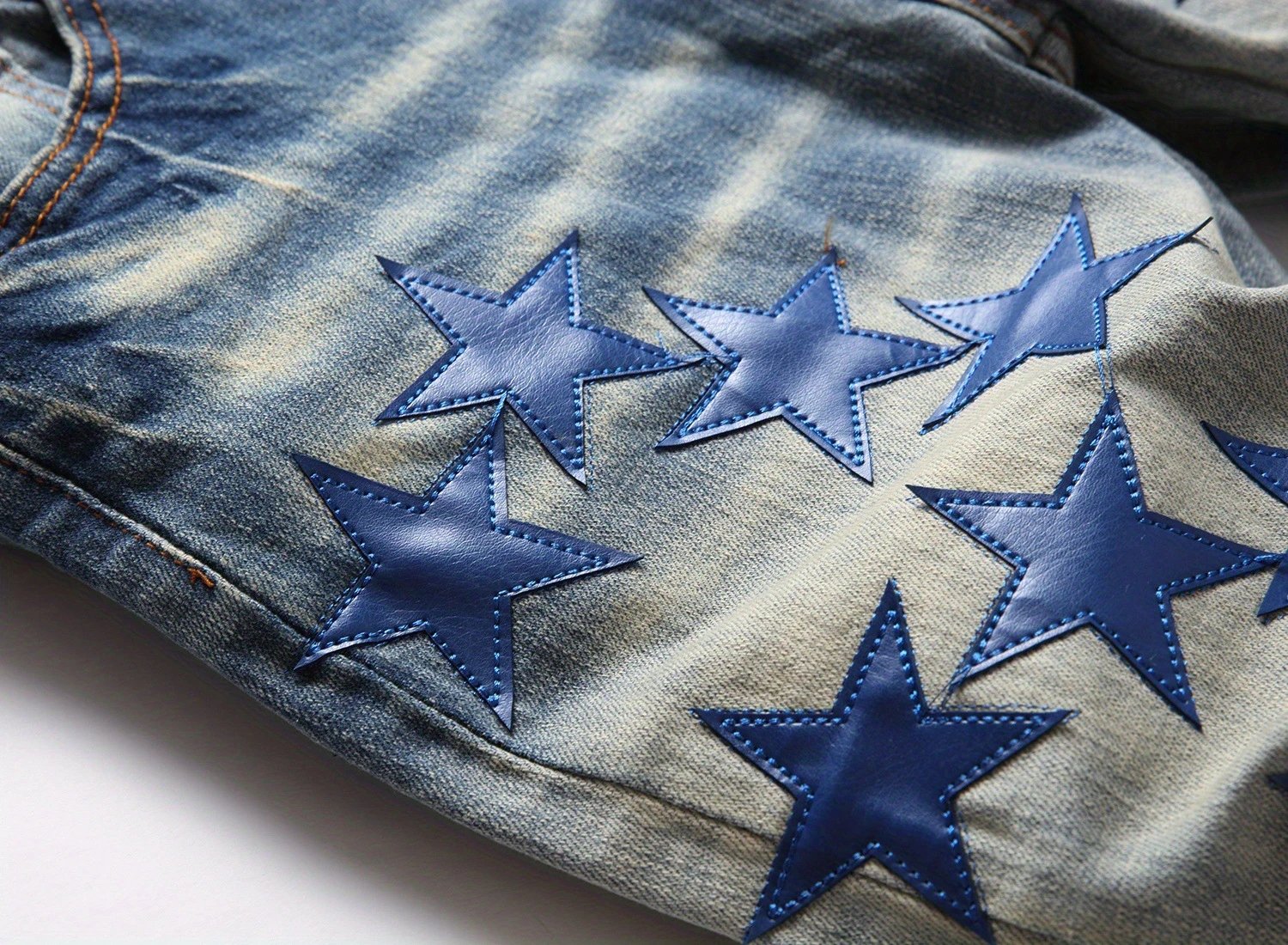Star-Print Distressed Slim Fit Jeans - 24