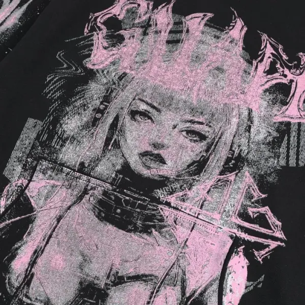 Guapi Cyberpunk Queen Black Pink Graphic Hoodie - 22