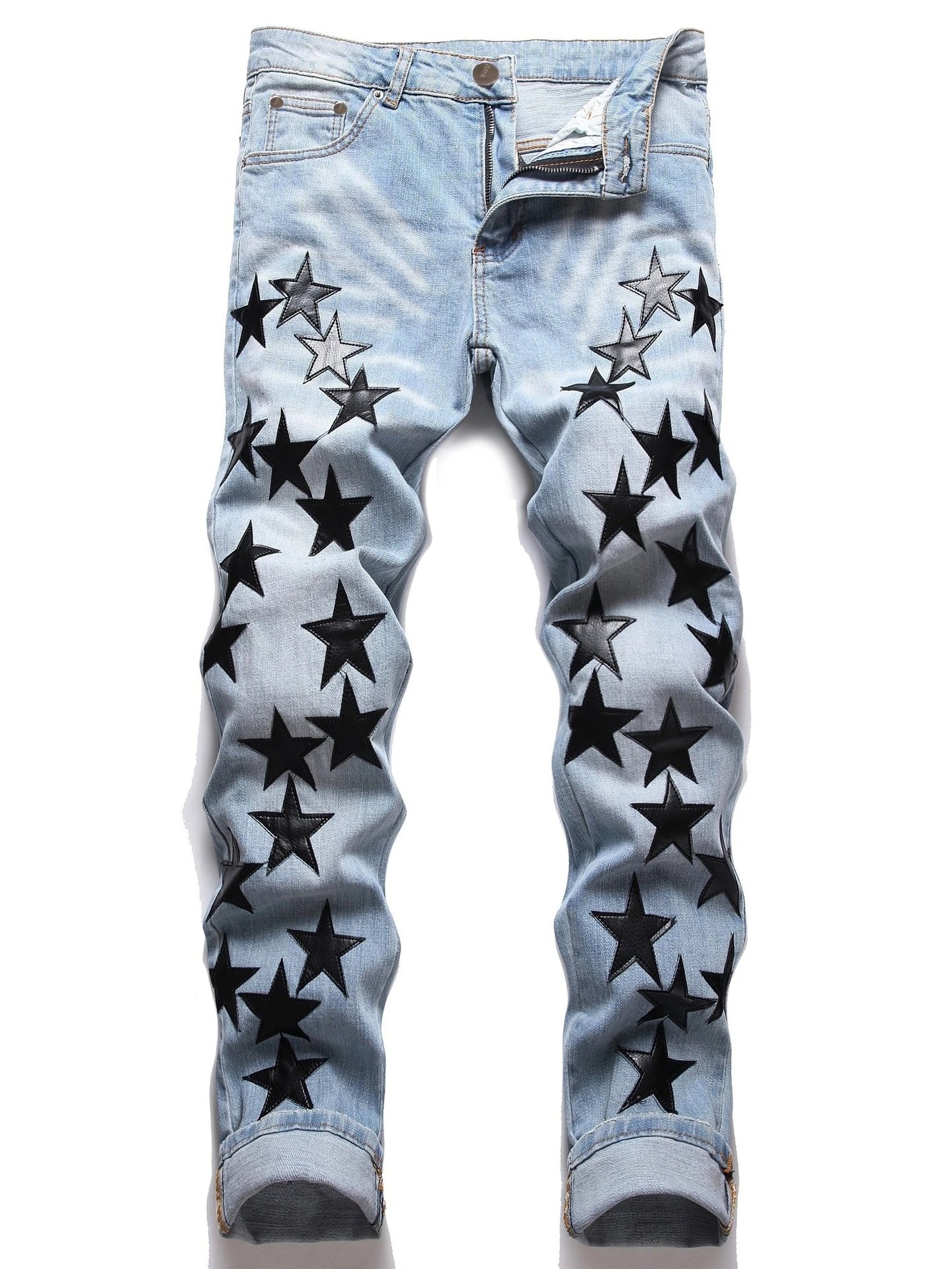 Star-Print Distressed Slim Fit Jeans - 13