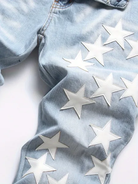 Star-Print Distressed Slim Fit Jeans - 8