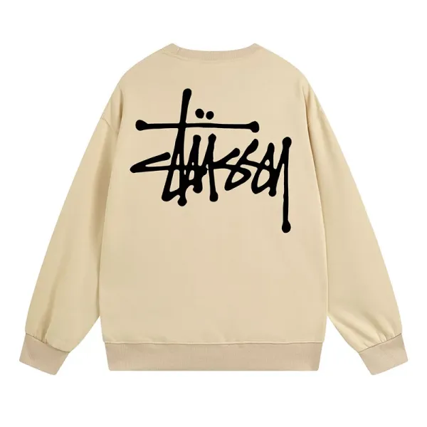 Stüssy Classic Logo Crewneck Beige Hoodie - 1