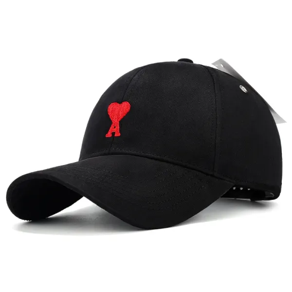 Ami Paris Heart Logo Black Baseball Cap - 1