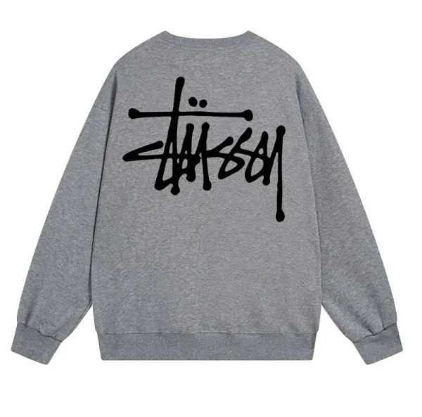 Stüssy Classic Logo Crewneck Gray Hoodie - 1