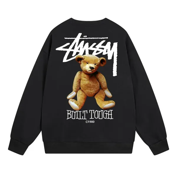 Stüssy Built Tough Bear Black Hoodie - 1