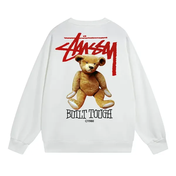 Stüssy Built Tough Bear White Hoodie - 1