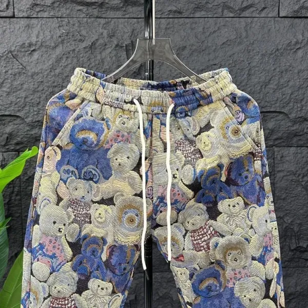 Teddy Bear Print Drawstring Sweatpants Multicolor - 8