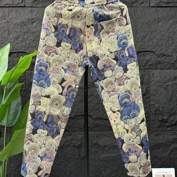Teddy Bear Print Drawstring Sweatpants Multicolor - 10