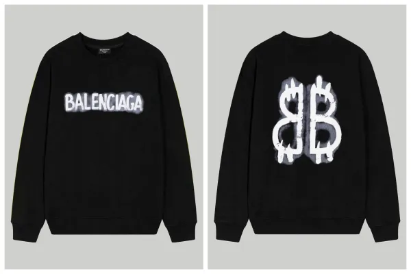 Balenciaga Spray-Paint Logo Hoodie Black - 1