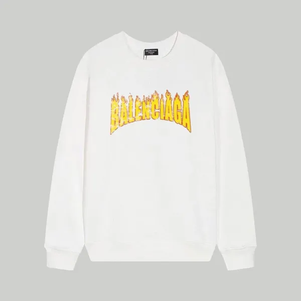 Balenciaga Flame Logo White Hoodie - 1