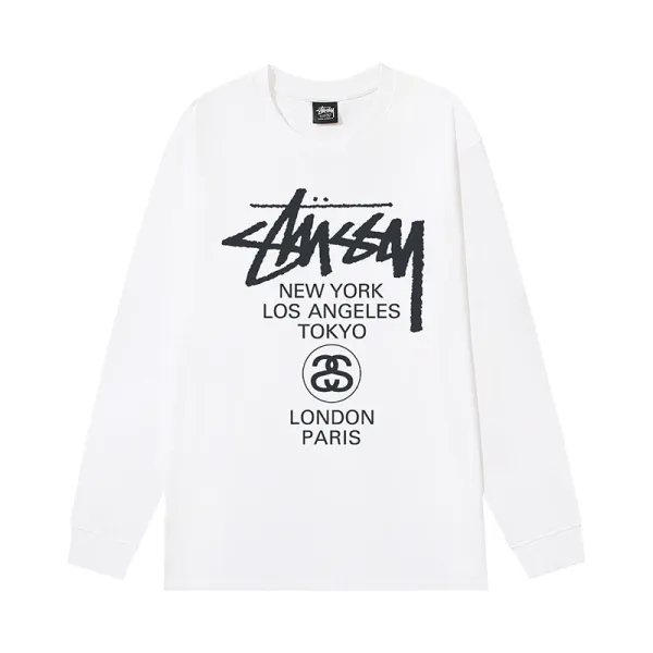 Stussy World Tour Long Sleeve T-Shirt White - 1