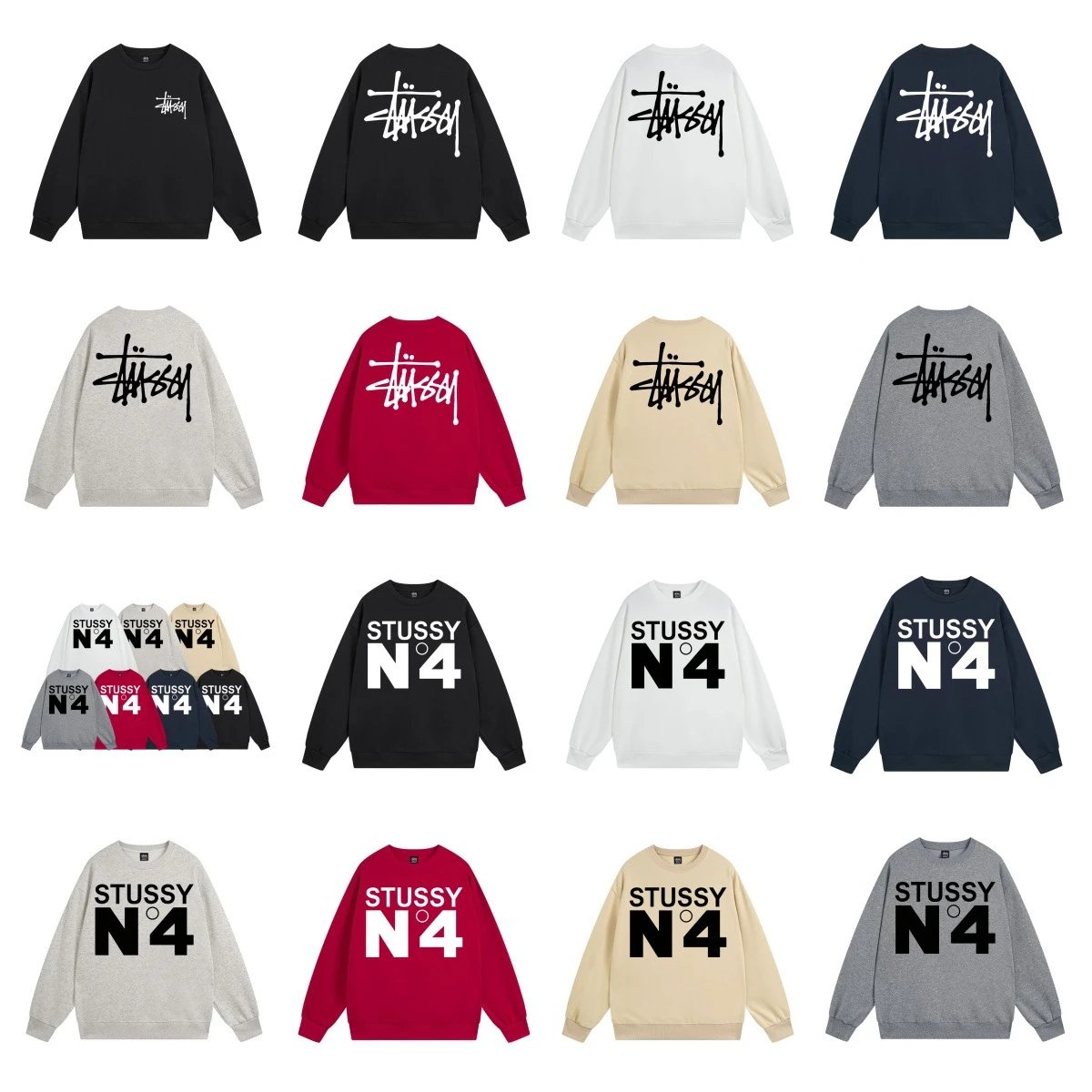 Stüssy Flame Logo Crewneck Sweatshirt Gray - 4