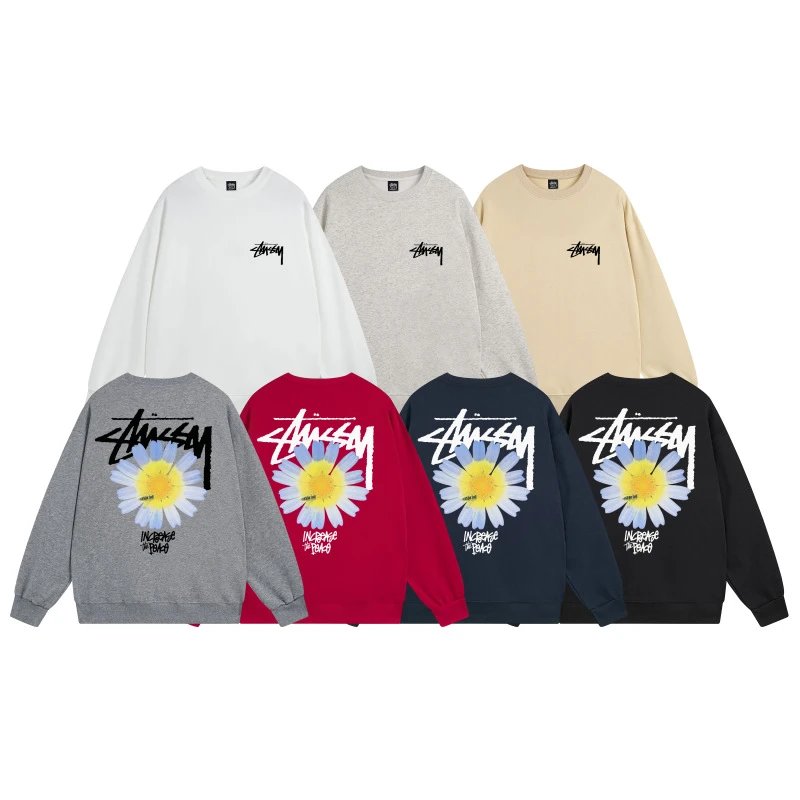 Stüssy Flame Logo Crewneck Sweatshirt Gray - 8