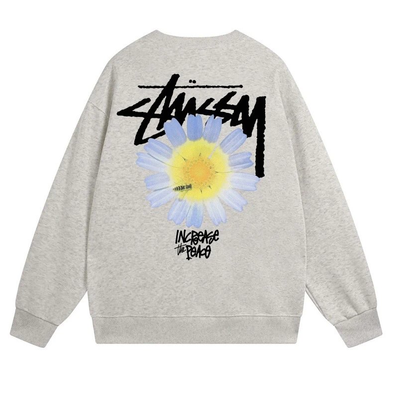 Stüssy Flame Logo Crewneck Sweatshirt Gray - 18