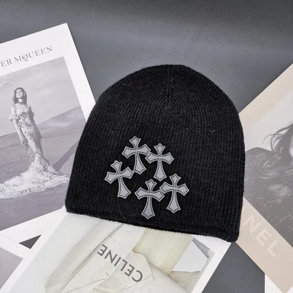 Chrome Hearts Five Crosses Black Beanie - 1